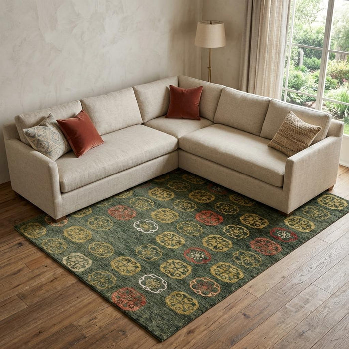 9' X 12' Floral Hand Knotted Area Rug (744338) - Yellow / Green / Orange