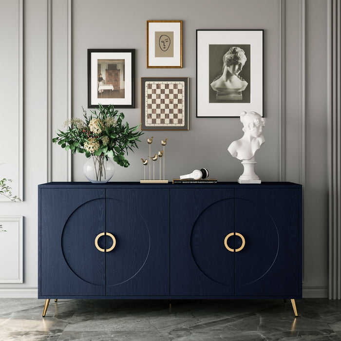 Modern Giga lacquered wooden sideboard with four doors, ideal for living room, entryway, hallway, or dining room storage.
