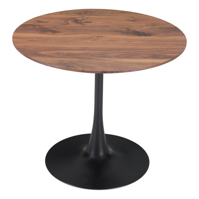 35" Steel Pedestal Base Dining Table - Brown / Black