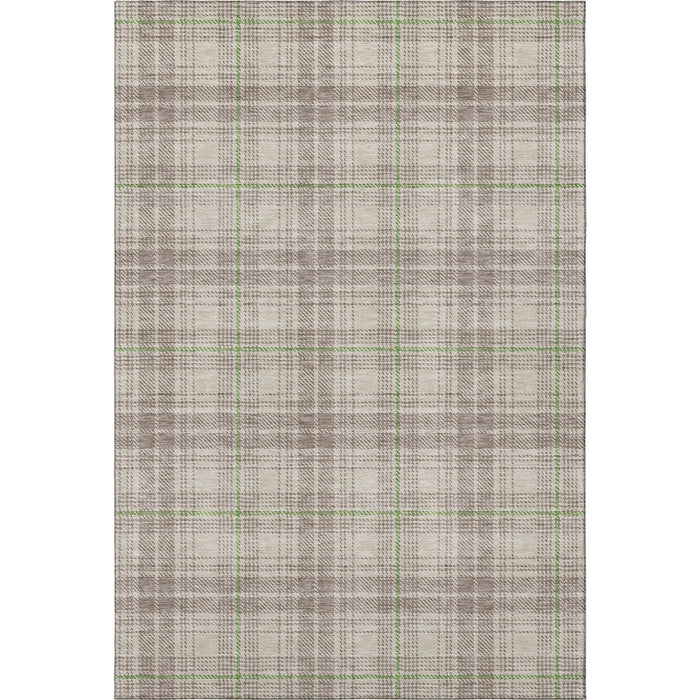 10' X 14' Plaid Washable Area Rug With UV Protection (678209) - Beige / Green / Tan