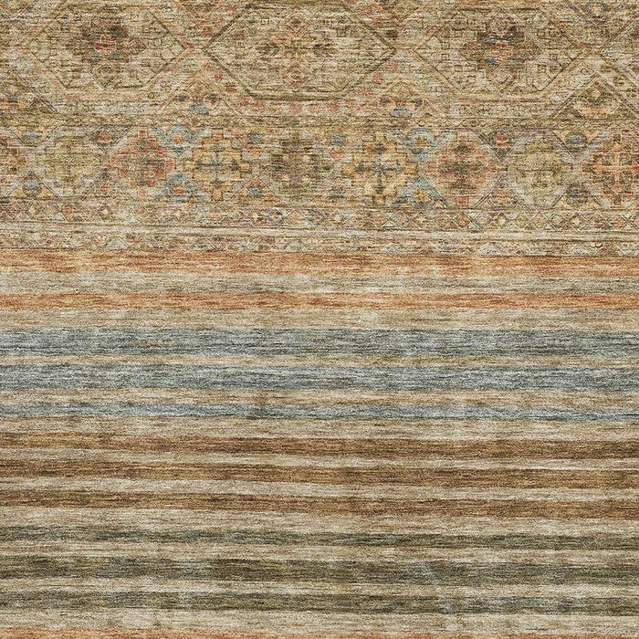 10' X 14' Striped Washable Area Rug With UV Protection (695738) - Copper / Beige / Brown