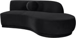 Meridian Furniture Avra 86-inch velvet upholstered stationary sofa with plush cushions and sleek design.