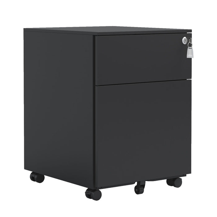 Giga steel 2-drawer mobile filing cabinet with lock, suitable for legal, letter, A4, and F4 sizes, ideal for home or office use.