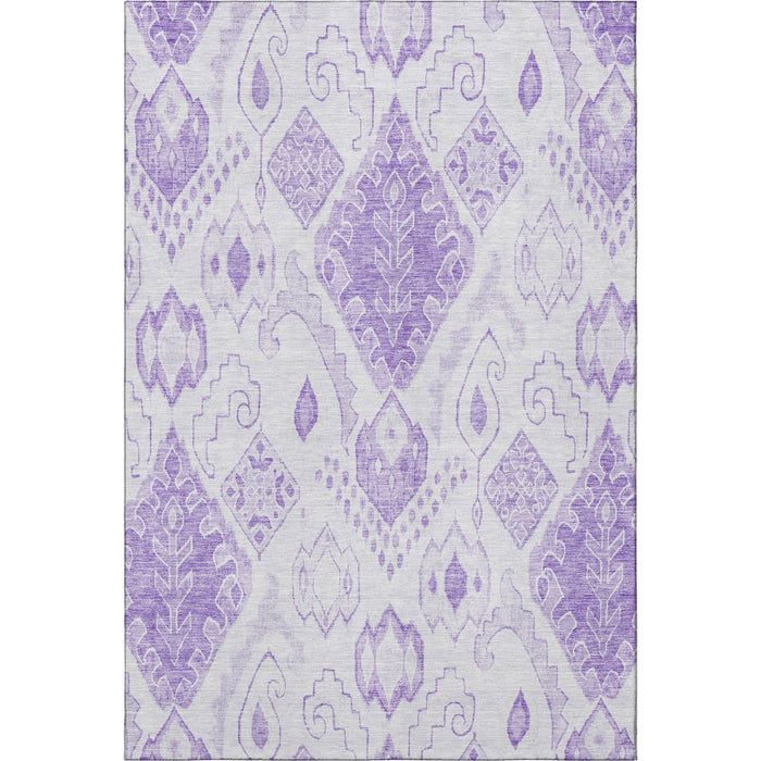 8' X 10' Moroccan Washable Area Rug With UV Protection - Purple And Ivory