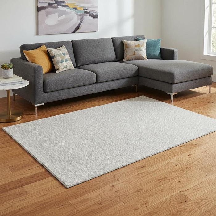 10' X 14' Striped Washable Area Rug With UV Protection (645187) - Linen / Ivory