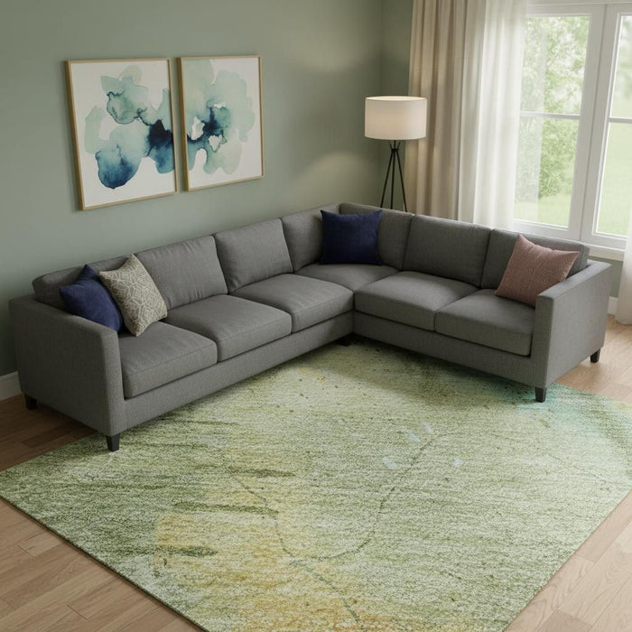 10' X 14' Abstract Washable Area Rug With UV Protection (715357) - Sage / Teal