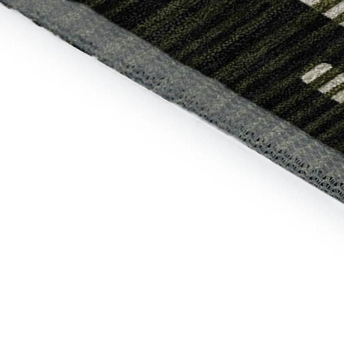 10' X 14' Geometric Washable Area Rug With UV Protection (678808) - Olive Green / Ivory / Charcoal