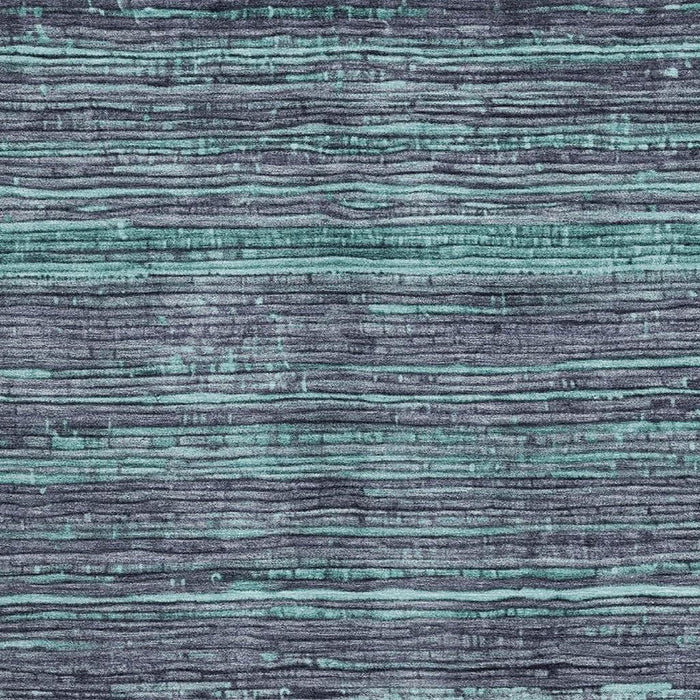 10' X 14' Striped Washable Area Rug With UV Protection (705611) - Teal / Gray