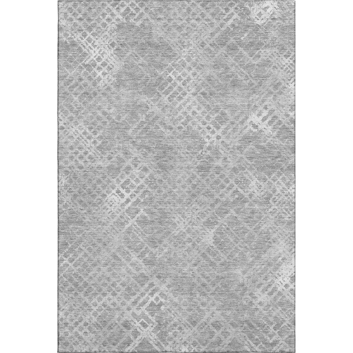 10' X 14' Abstract Geometric Washable Area Rug With UV Protection - Gray And Silver