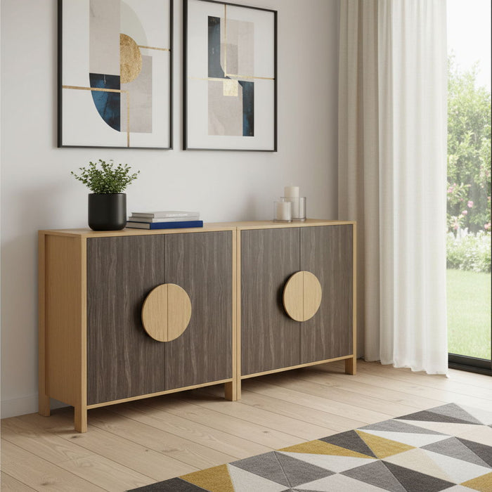 63" Solid Wood Console Accent Cabinet With Two Doors - Sepia
