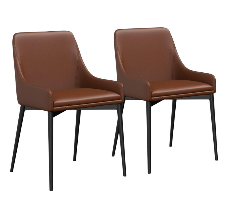 Upholstered Faux Leather Dining Side Chairs (Set of 2) - Chestnut / Black