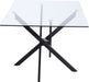 Modern Xander dining table by Meridian Furniture with a sleek wooden surface and sturdy metal legs.