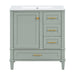 Modern Giga bathroom vanity with sink, solid wood frame, soft-closing door, and three drawers for stylish bathroom storage.