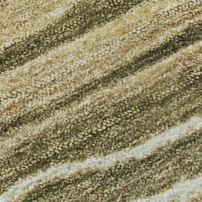 10' X 14' Striped Washable Area Rug With UV Protection (697710) - Fern Green / Gray / Ivory