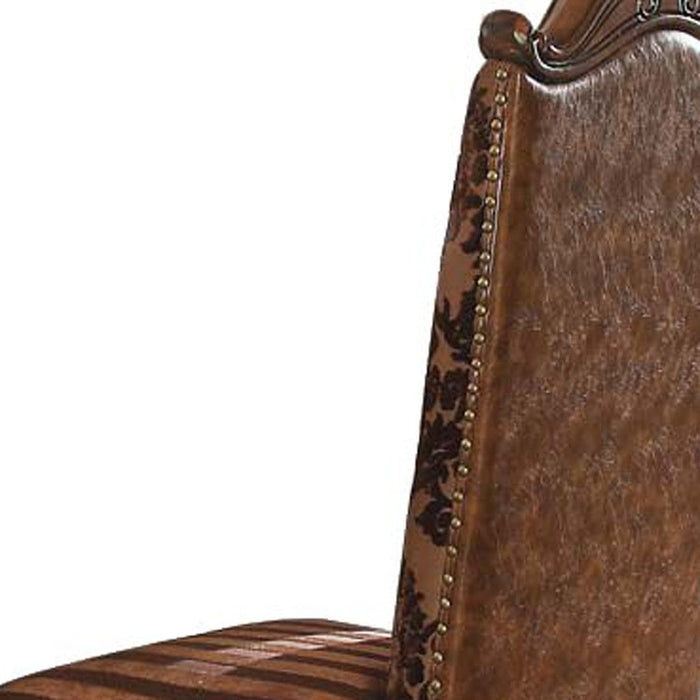 Upholstered Faux Leather Queen Anne Back Dining Side Chairs (Set of 2) - Brown