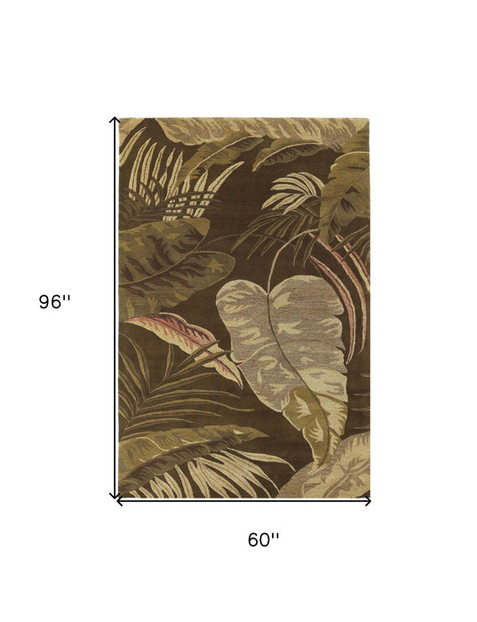 5' x 8' Wool Area Rug - Mocha