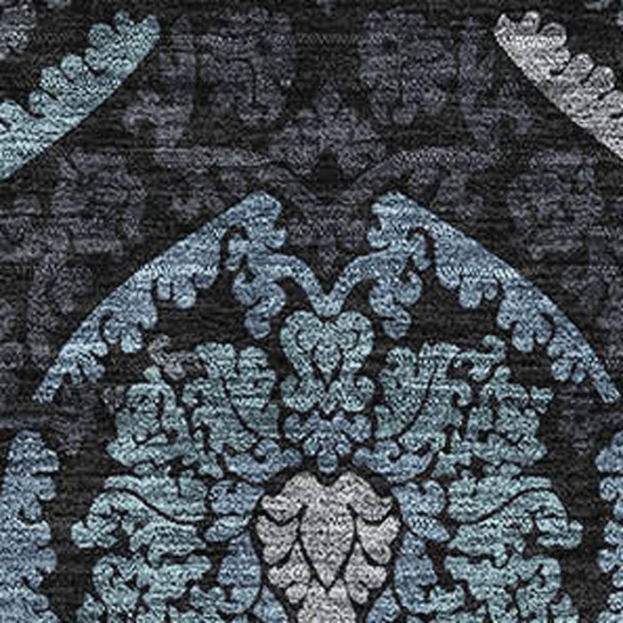 8' X 10' Medallion Washable Area Rug With UV Protection - Blue And Charcoal