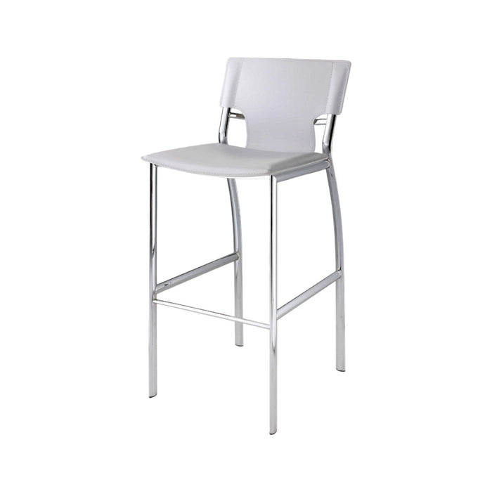 29" Metal And Faux Leather Low Back Bar Height Bar Chairs (Set of 2) - White