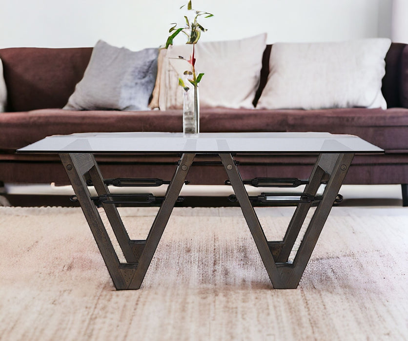 Glass Reclaimed Coffee Table - Brown