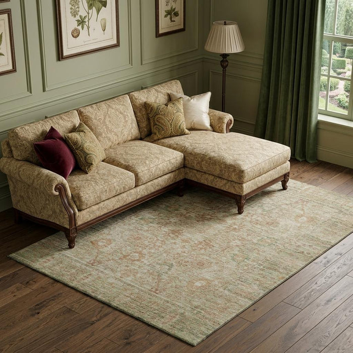 10' X 14' Oriental Washable Area Rug With UV Protection (684424) - Beige / Coral
