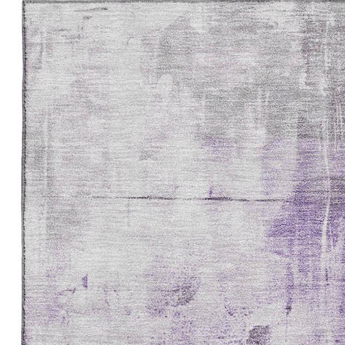 10' X 14' Abstract Washable Area Rug With UV Protection (696680) - Purple / Ivory / Gray