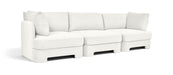 Velvet upholstered 3-piece sectional sofa by Meridian Furniture, featuring plush cushions and modern stationary sectional design.