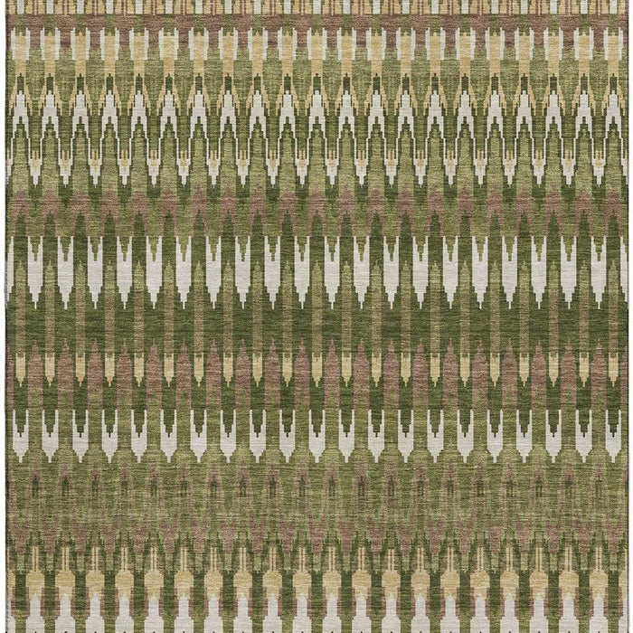 10' X 14' Southwestern Washable Area Rug With UV Protection (668277) - Olive Green / Ivory / Brown