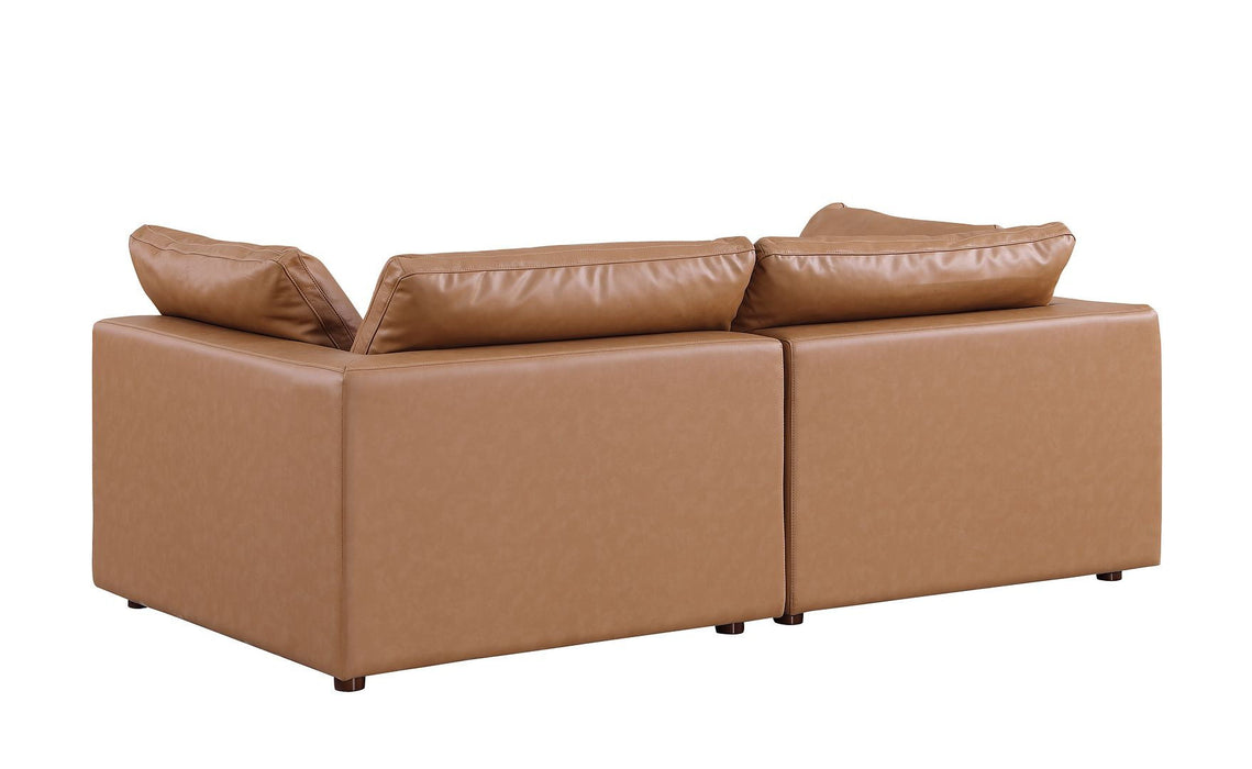 Italian Leather Loveseat - Chestnut / Brown