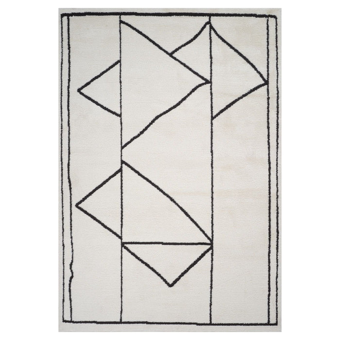 9' X 12' Geometric Area Rug - Ivory And Black