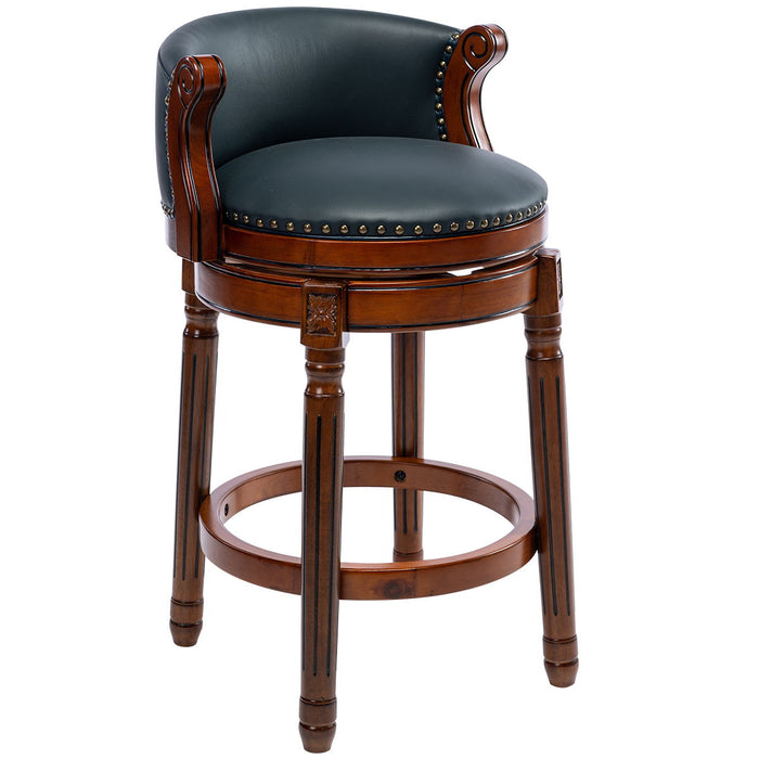 Giga wooden bar stool with 26-inch seat height, swivel feature, backrest, suitable for home kitchen counters
