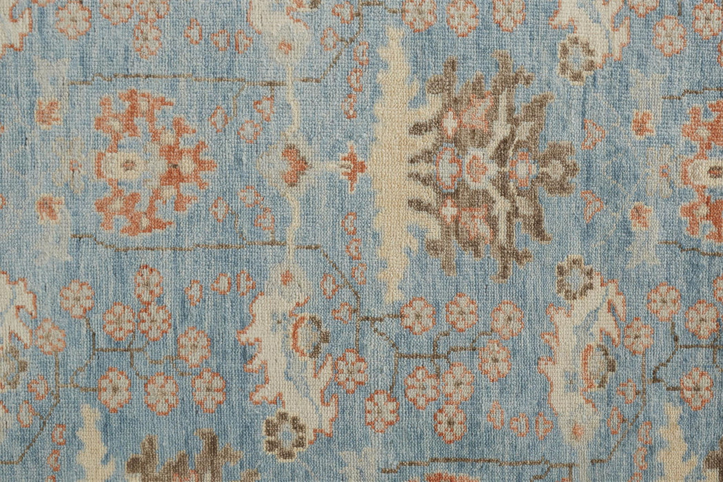 8' Wool Oriental Hand Knotted Runner Rug - Brown And Blue
