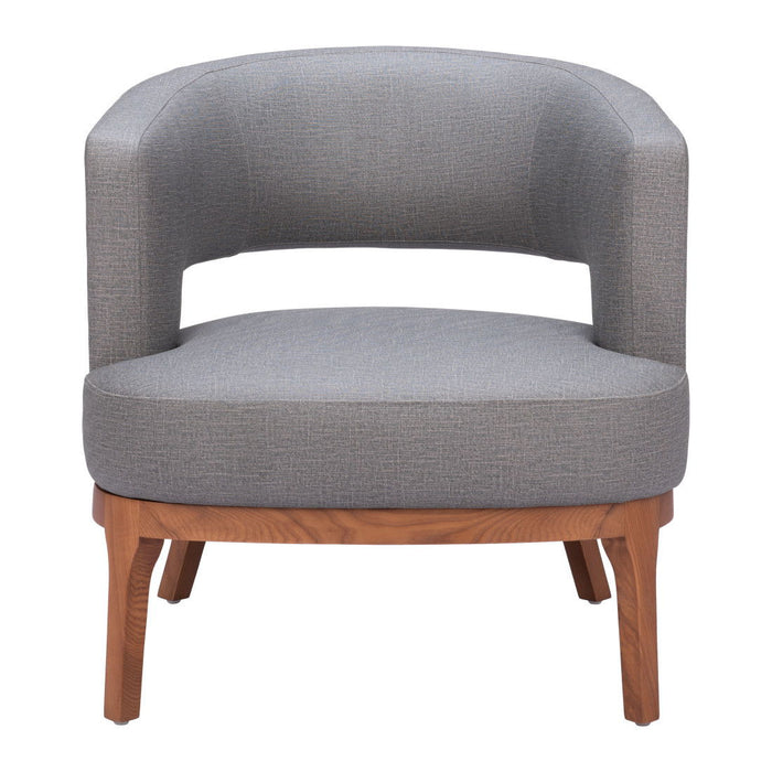 Faux Leather Arm Chair - Slate Gray And Brown