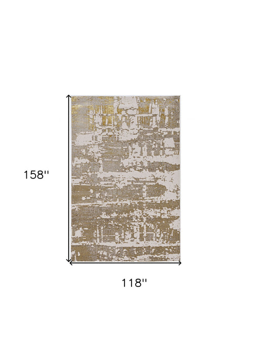10' x 13' Machine Woven Abstract Indoor Area Rug - Ivory Gold