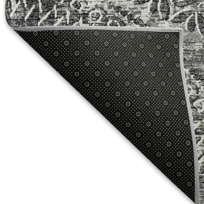 10' X 14' Medallion Washable Area Rug With UV Protection (644916) - Gray / Ivory