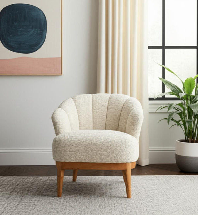 Upholstered Arm Chair - Beige / Brown