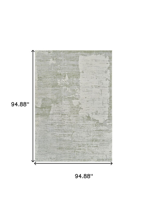 7.9' x 7.9' Abstract Distressed Area Rug - Beige And Green