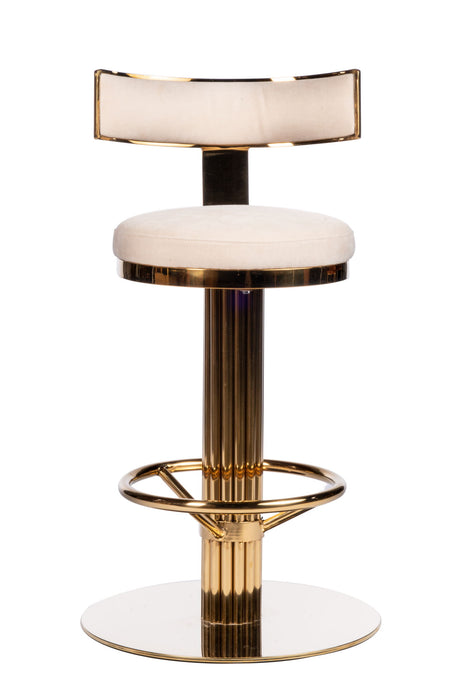 Linen Steel Counter Height Swivel Bar Chair - White / Gold