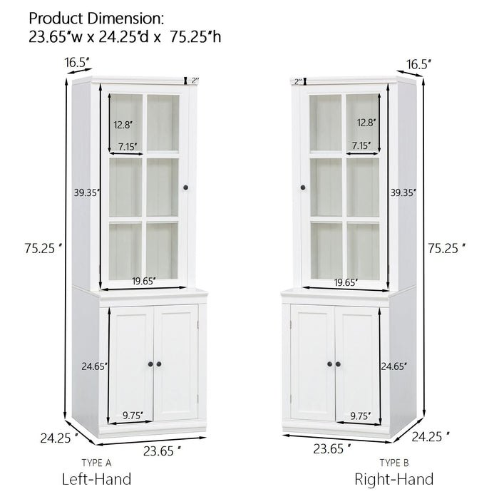 Giga retro style hutch cabinet with glass door, China cabinet for home storage and display, featuring wooden frame and clear glass panels.