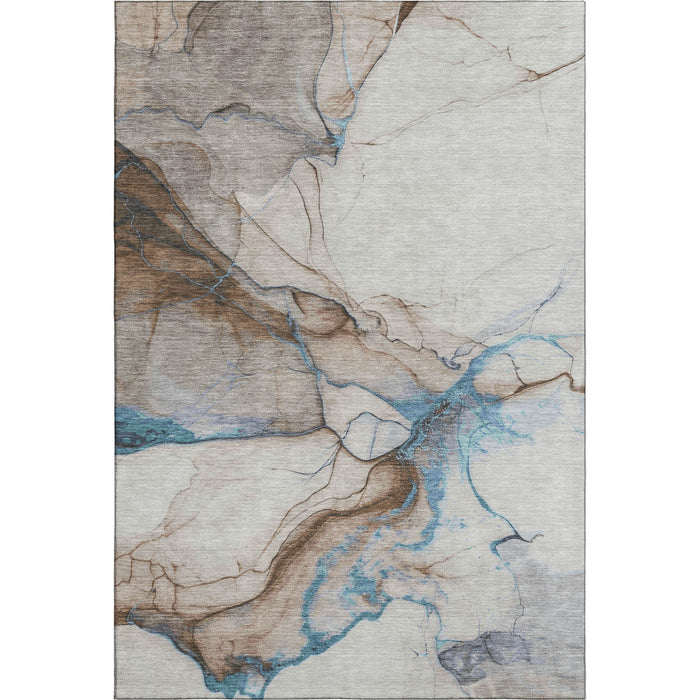 10' X 14' Abstract Washable Area Rug With UV Protection (697308) - Beige / Blue / Gray