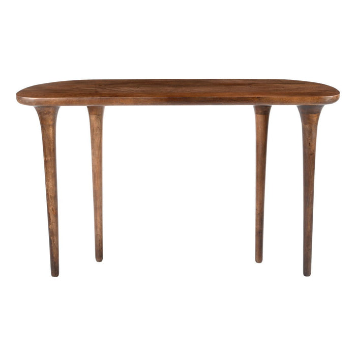 Solid Wood Half Circle Console Table - Brown