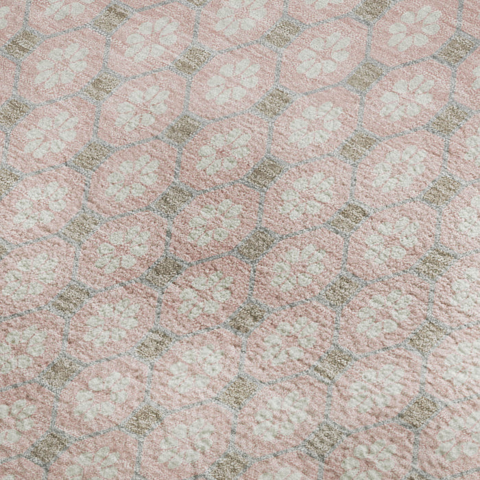 10' X 14' Geometric Washable Area Rug With UV Protection (693666) - Pink / Ivory / Gray