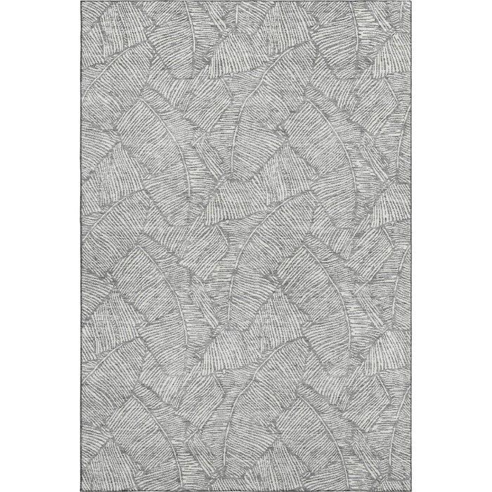 10' X 14' Floral Washable Area Rug With UV Protection (672605) - Gray / Ivory