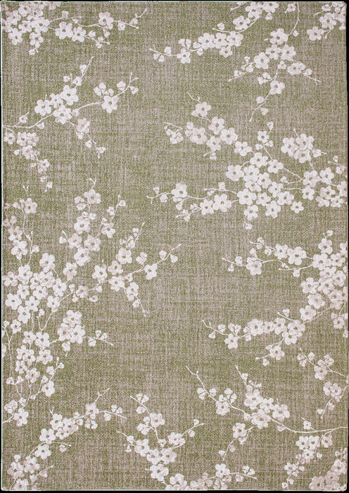 8' Oriental Washable Round Rug (548788) - Green / White