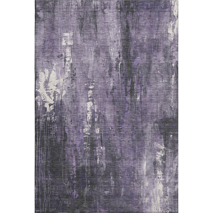 10' X 14' Abstract Washable Area Rug With UV Protection (697104) - Purple / Charcoal / Ivory