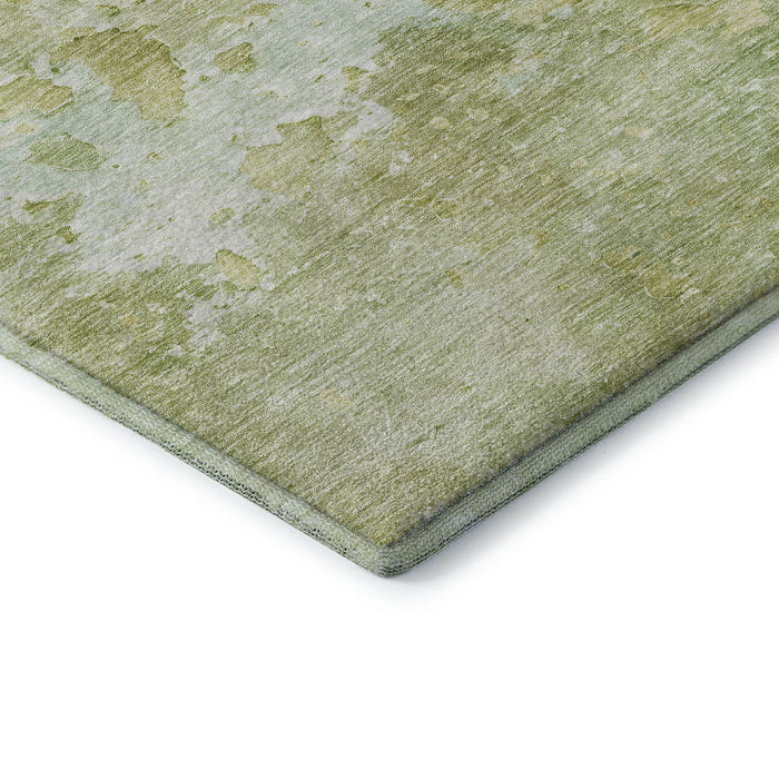 10' X 14' Abstract Washable Area Rug With UV Protection (692160) - Artichoke Green / Gold