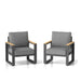 Pair of Giga all-weather patio armchairs with thick cushions, outdoor furniture set, stylish and comfortable for patio lounging