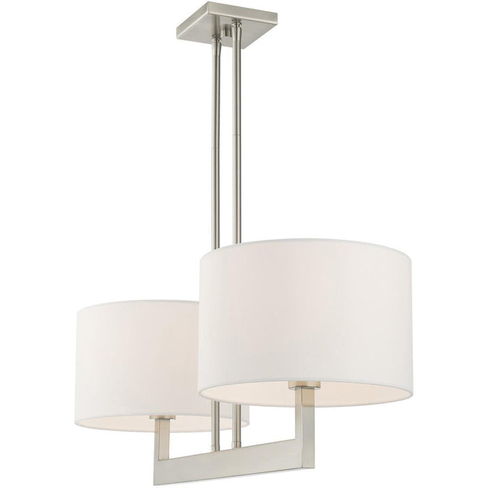 22" Two Light Dimmable Chandelier With Shades - Nickel