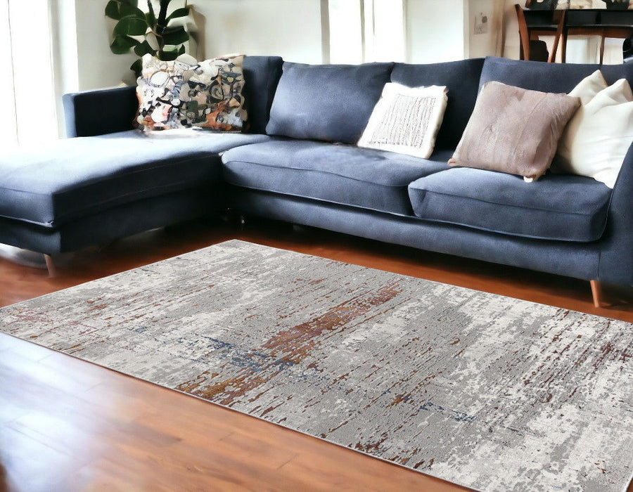 8' x 11' Abstract Scraped Area Rug - Gray And Brown