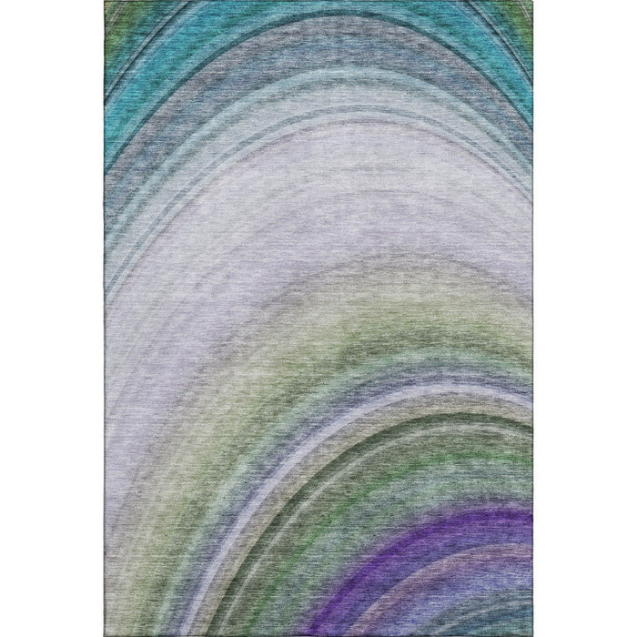 10' X 14' Ombre Washable Area Rug With UV Protection (650320) - Teal / Purple / Green