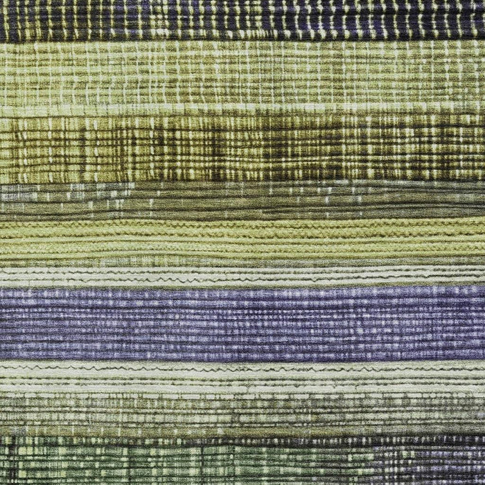 10' X 14' Striped Washable Area Rug With UV Protection (706445) - Artichoke Green / Purple